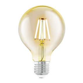 Cветодиодная лампа филаментная G80, 1х4W (E27), Ø80, L118, 2200K, 330lm, янтарь EGLO LM_LED_E27 11556