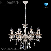 Люстра подвесная EUROSVET 3281 3281/8 белый с золотом/тонированный хрусталь Strotskis