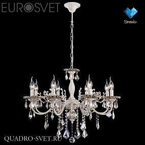 Люстра подвесная EUROSVET 3281 3281/8 белый с золотом/тонированный хрусталь Strotskis