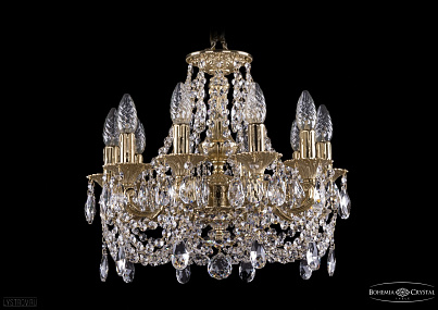 Литая подвесная люстра с хрусталем Bohemia IVELE Crystal 1707/10/125/C/G