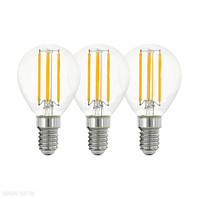 Комплект из 3-х светодиодных филаментных ламп P45, 4W(E14), 2700K EGLO LM_LED_E14 12812
