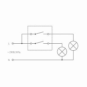 Выключатель двухклавишный проходной (белый) Werkel WL01-SW-2G-2W