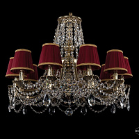 Литая подвесная люстра с хрусталем и абажурами Bohemia IVELE Crystal 1771/10/220/C/GB/SH8B