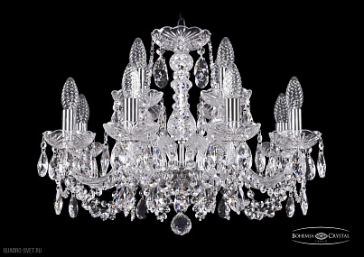 Хрустальная подвесная люстра Bohemia IVELE Crystal 1402/8+4/195/Ni