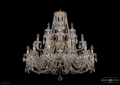 Литая подвесная люстра с хрусталем Bohemia IVELE Crystal 1732/12+6+3/335/C/GW