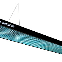 Бильярдный светильник плоский люминесцентный «Longoni Compact» (черная, бирюзовый отражатель, 287х31х6см) 75.287.01.4