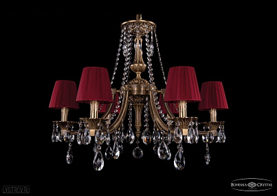 Литая подвесная люстра с хрусталем и абажурами Bohemia IVELE Crystal 1771/6/220/A/FP/SH8