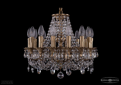 Литая подвесная люстра с хрусталем Bohemia IVELE Crystal 1707/14/125/C/FP