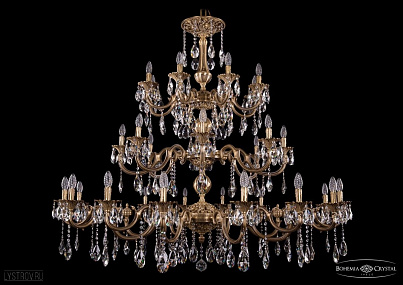 Литая подвесная люстра с хрусталем Bohemia IVELE Crystal 1732/16+8+8/335+265/A/FP