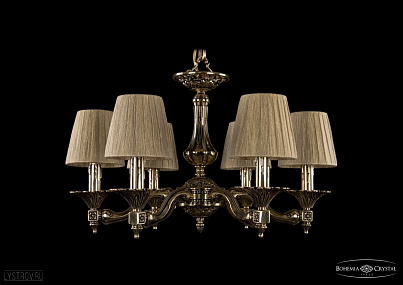 Литая подвесная люстра с хрусталем и абажурами Bohemia IVELE Crystal 1710/6/160/GB/SH7