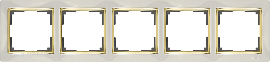 Рамка на 5  постов (слоновая кость/золото) Werkel WL03-Frame-05-ivory-GD