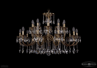 Литая подвесная люстра с хрусталем Bohemia IVELE Crystal 1702/10+10/335+150/A/FP
