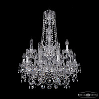 Большая хрустальная люстра Bohemia IVELE Crystal 1411/10+5/195/h-77/2d Ni