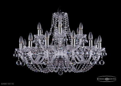 Хрустальная подвесная люстра Bohemia IVELE Crystal 1406/12+6/300/Ni/Balls