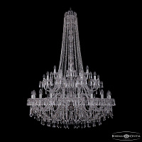 Большая хрустальная люстра Bohemia IVELE Crystal 1403/20+10+5/400/h-164/2d Ni