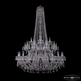 Большая хрустальная люстра Bohemia IVELE Crystal 1403/20+10+5/400/h-164/2d Ni