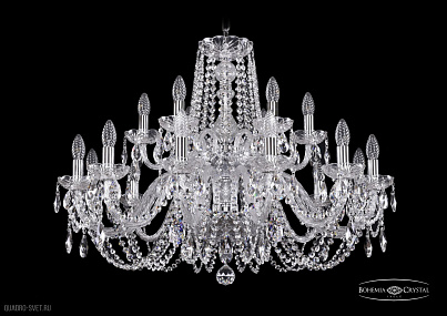 Хрустальная подвесная люстра Bohemia IVELE Crystal 1402/12+6/300/2d/Ni