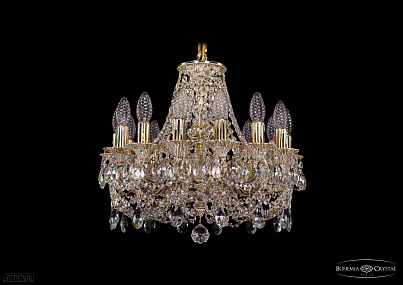 Литая подвесная люстра с хрусталем Bohemia IVELE Crystal 1707/14/125/C/GW
