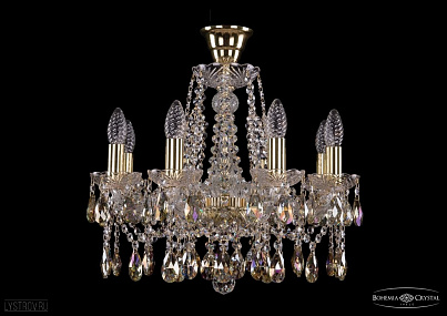 Хрустальная подвесная люстра Bohemia IVELE Crystal 1413/8/165/GD/K701
