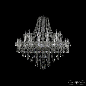 Большая хрустальная люстра Bohemia IVELE Crystal 1415/24+12/530 Ni