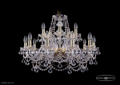 Хрустальная подвесная люстра Bohemia IVELE Crystal 1411/10+5/240/G/Balls