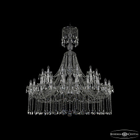 Большая хрустальная люстра Bohemia IVELE Crystal 1413/24+12/530/XL-160 Ni