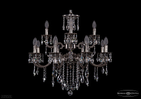 Литая подвесная люстра с хрусталем Bohemia IVELE Crystal 1722/8+4/265+181/B/NB