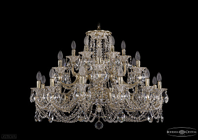 Литая подвесная люстра с хрусталем Bohemia IVELE Crystal 1722/12+6+6/335/C/GW