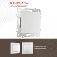 Выключатель одноклавишный, 10AX 250V 206.30-1.silver Arte Milano