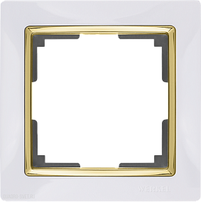 Рамка на 1 пост (белый/золото) Werkel WL03-Frame-01-white-GD