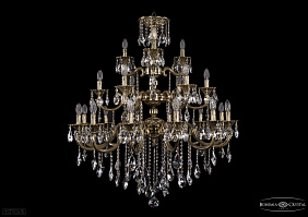 Литая подвесная люстра с хрусталем Bohemia IVELE Crystal 1732/12+6+3/335/B/GB