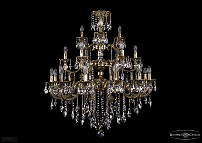 Литая подвесная люстра с хрусталем Bohemia IVELE Crystal 1732/12+6+3/335/B/GB