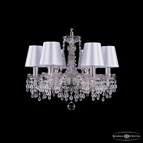 Хрустальная подвесная люстра с абажурами Bohemia IVELE Crystal 1410/6/160/Ni/V0300/SH21