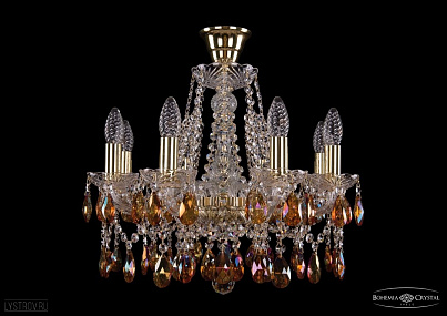 Хрустальная подвесная люстра Bohemia IVELE Crystal 1413/8/165/GD/K711