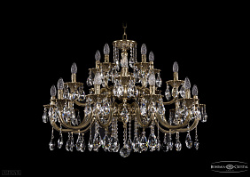 Литая подвесная люстра с хрусталем Bohemia IVELE Crystal 1722/10+5+5/335/A/GB