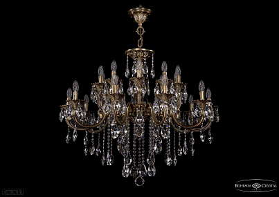 Литая подвесная люстра с хрусталем Bohemia IVELE Crystal 1702/10+10/335+150/B/FP