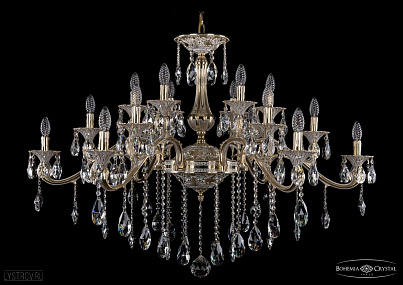 Литая подвесная люстра с хрусталем Bohemia IVELE Crystal 1709/18/410/B/GW