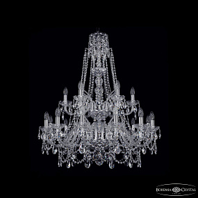 Большая хрустальная люстра Bohemia IVELE Crystal 1411/12+6/300/XL-99/2d Ni