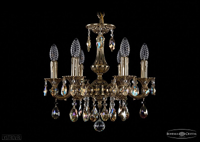 Литая подвесная люстра с хрусталем Bohemia IVELE Crystal 1707/6/125/A/GB/K701