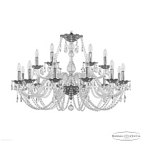 Большая хрустальная люстра Bohemia IVELE Crystal 1601/12+6/360 Ni