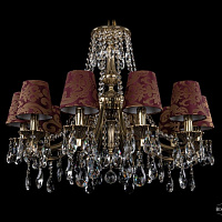 Литая подвесная люстра с хрусталем и абажурами Bohemia IVELE Crystal 1771/10/220/A/GB/SH27