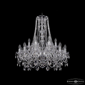 Большая хрустальная люстра Bohemia IVELE Crystal 1411/12+6/240/h-80 Ni