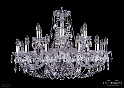 Хрустальная подвесная люстра Bohemia IVELE Crystal 1406/12+6/300/Ni