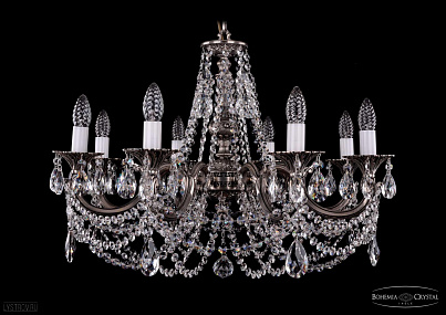 Литая подвесная люстра с хрусталем Bohemia IVELE Crystal 1702/8/265/C/NB
