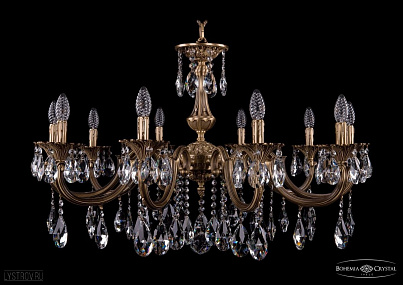 Литая подвесная люстра с хрусталем Bohemia IVELE Crystal 1702/10/335/A/FP