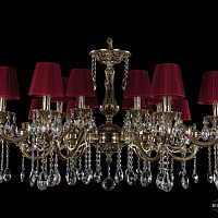 Литая подвесная люстра с хрусталем и абажурами Bohemia IVELE Crystal 1703/18/320+210/A/GB/SH8