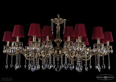 Литая подвесная люстра с хрусталем и абажурами Bohemia IVELE Crystal 1703/18/320+210/A/GB/SH8