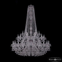 Большая хрустальная люстра Bohemia IVELE Crystal 1409/24+12+6/460/h-174/2d Ni