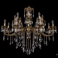 Литая подвесная люстра с хрусталем Bohemia IVELE Crystal 1702/8+8/335+150/B/GB