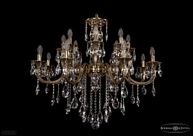Литая подвесная люстра с хрусталем Bohemia IVELE Crystal 1702/8+8/335+150/B/GB